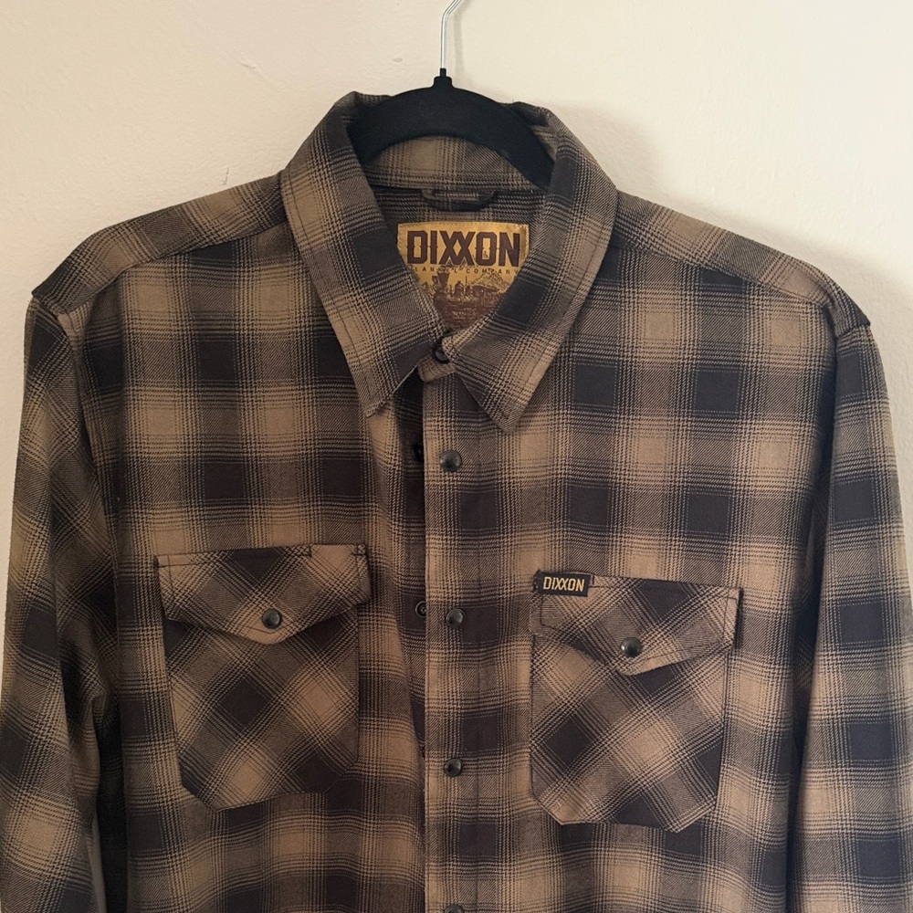 DIXXON Men's Tan and Black Plaid Shirt